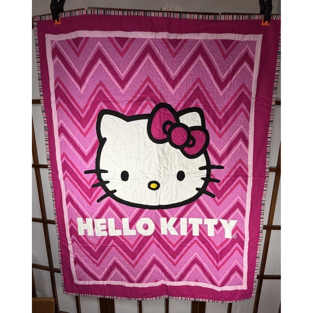 Hello Kitty Infant Baby Crib Quilt HANDMADE Y2K NEW Lightweight 42